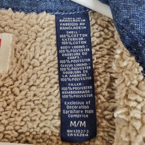 Wrangler Sherpa Lined Denim Shirt Jacket Shacket M Medium Blue - Picture 8 of 14